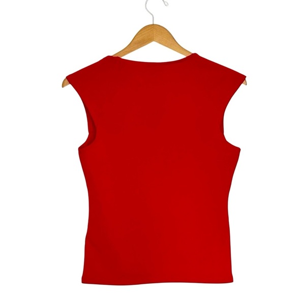 NEW J. CREW Squareneck cap-sleeve top in stretch cotton blend red Size Medium - Picture 2 of 7